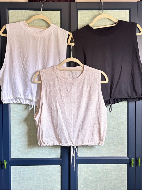 lululemon athletica Tops - Lululemon Adapt to You Tank Bundle of 3, Black + White + Heathered Dune, Size 10